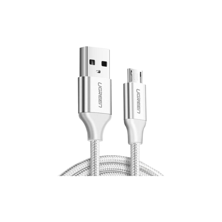 Дата кабель USB 2.0 AM to Micro 5P 2.0m US290 3A 18W Nickel Plating White Ugreen (60153) - фото 1
