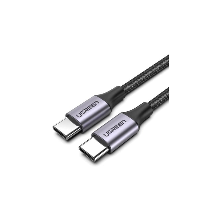 Дата кабель USB-C to USB-C 2.0m US261 18W Round Cable Nickel Plating Aluminum Shell Black Ugreen (50152) - фото 1