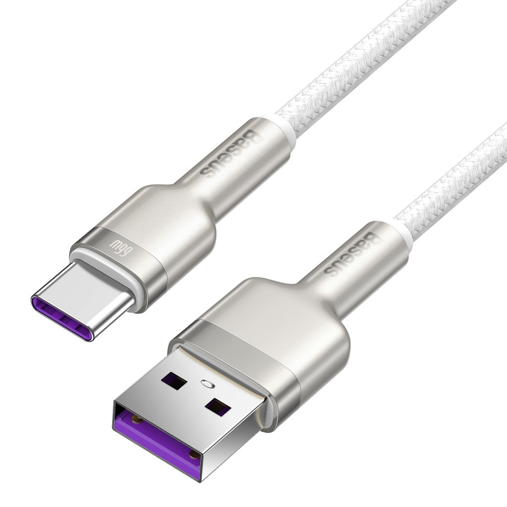 Дата кабель USB 3.1 AM to USB-C 2.0m 6.0A 66W Cafule Series Metal White Baseus (CAKF000202) - фото 11 Дата кабель USB 3.1 AM to USB-C 2.0m 6.0A 66W Cafule Series Metal White Baseus (CAKF000202) - фото 11