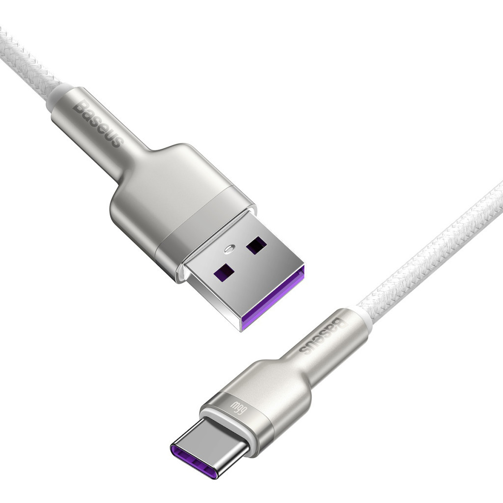 Дата кабель USB 3.1 AM to USB-C 2.0m 6.0A 66W Cafule Series Metal White Baseus (CAKF000202) - фото 2 Дата кабель USB 3.1 AM to USB-C 2.0m 6.0A 66W Cafule Series Metal White Baseus (CAKF000202) - фото 2