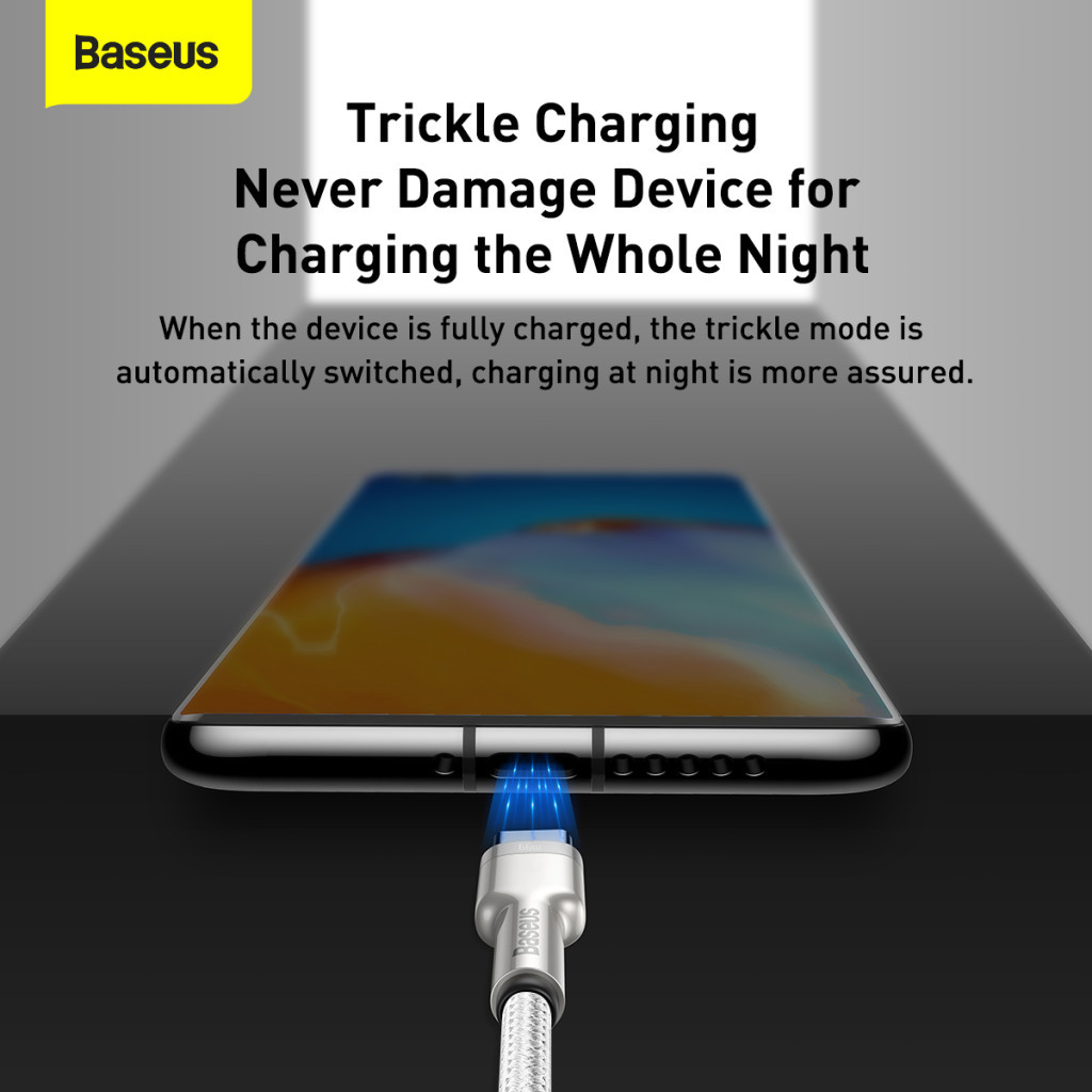 Дата кабель USB 3.1 AM to USB-C 2.0m 6.0A 66W Cafule Series Metal White Baseus (CAKF000202) - фото 9 Дата кабель USB 3.1 AM to USB-C 2.0m 6.0A 66W Cafule Series Metal White Baseus (CAKF000202) - фото 9