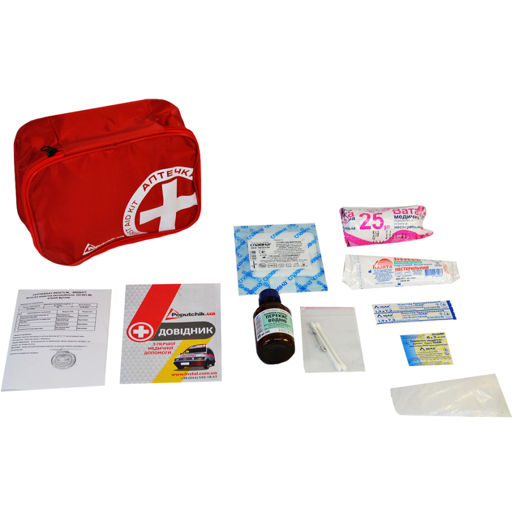 Автомобільна аптечка Poputchik згідно ТУ м"який футляр (02-001-М) - фото 1