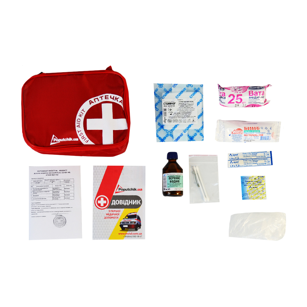 Автомобільна аптечка Poputchik згідно ТУ м"який футляр (02-001-М) - фото 3 Автомобільна аптечка Poputchik згідно ТУ м"який футляр (02-001-М) - фото 3