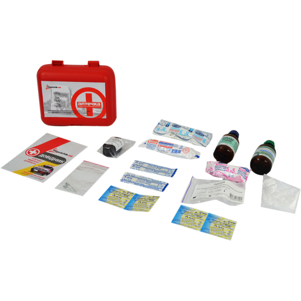 Автомобільна аптечка Poputchik згідно ТУ пластиковий футляр (02-053-П) - фото 1 Автомобільна аптечка Poputchik згідно ТУ пластиковий футляр (02-053-П) - фото 1