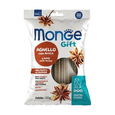 Ласощі для собак Monge Gift Dog Puppy and Junior Mini ягня з анісом 120 г (8009470085571) - фото 1
