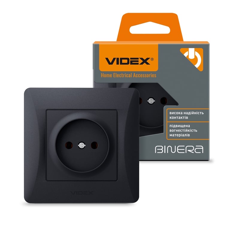Розетка Videx BINERA 1ая черн (VF-BNSK1-BG) - фото 4