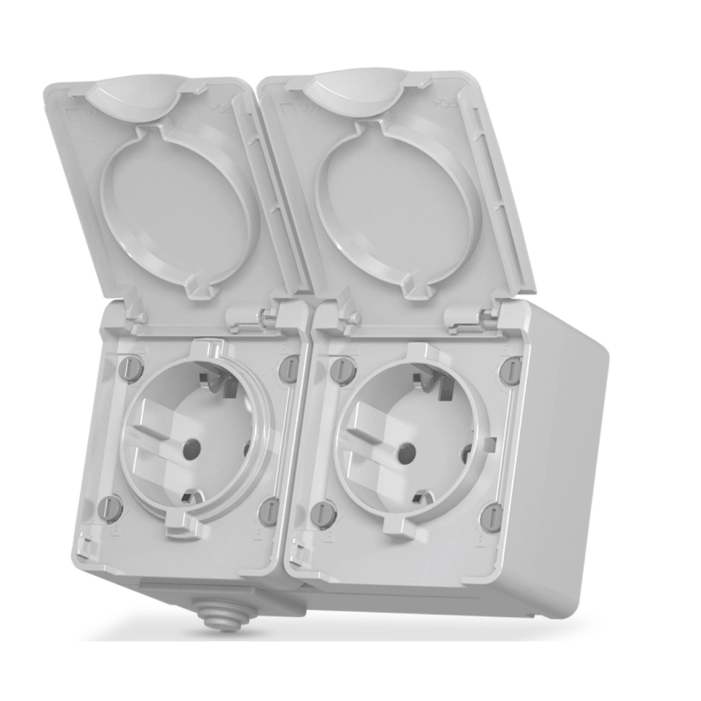 Розетка Videx BINERA IP65 зовнішня 2ая із заземленням сіра (VF-BNW22G-G) Розетка Videx BINERA IP65 зовнішня 2ая із заземленням сіра (VF-BNW22G-G)