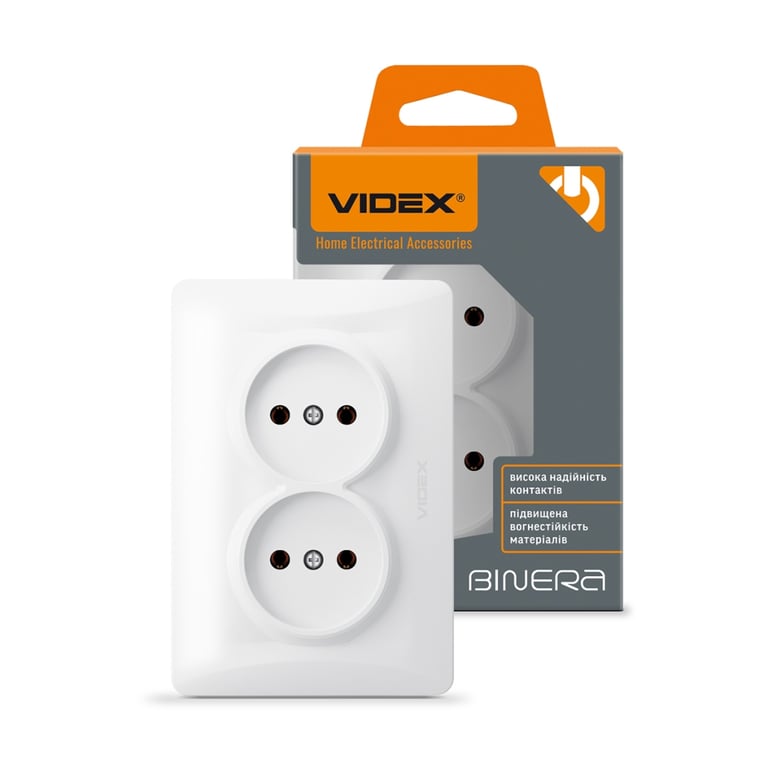 Розетка Videx BINERA 2ая (VF-BNSK2-W) - фото 4
