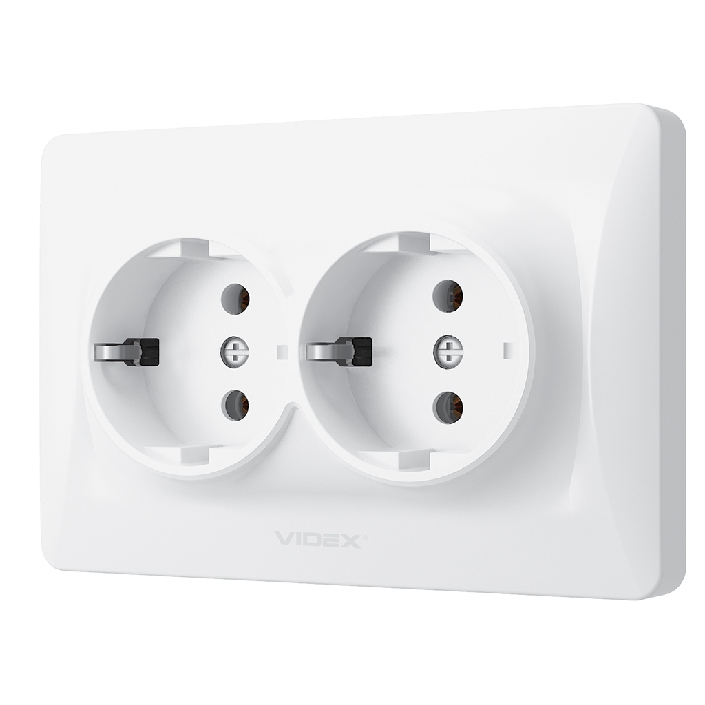 Розетка Videx BINERA 2ая із заземленням (VF-BNSK2G-W) - фото 2 Розетка Videx BINERA 2ая із заземленням (VF-BNSK2G-W) - фото 2