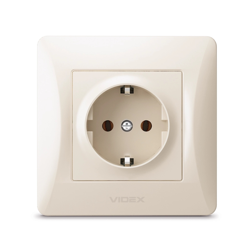 Розетка Videx BINERA 1ая із заземленням кремова (VF-BNSK1G-CR) - фото 1