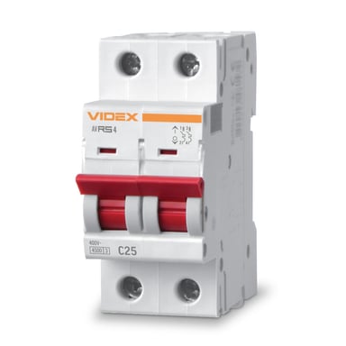 Автоматичний вимикач Videx RS4 RESIST 2п 25А С 4,5кА (VF-RS4-AV2C25) - фото 1