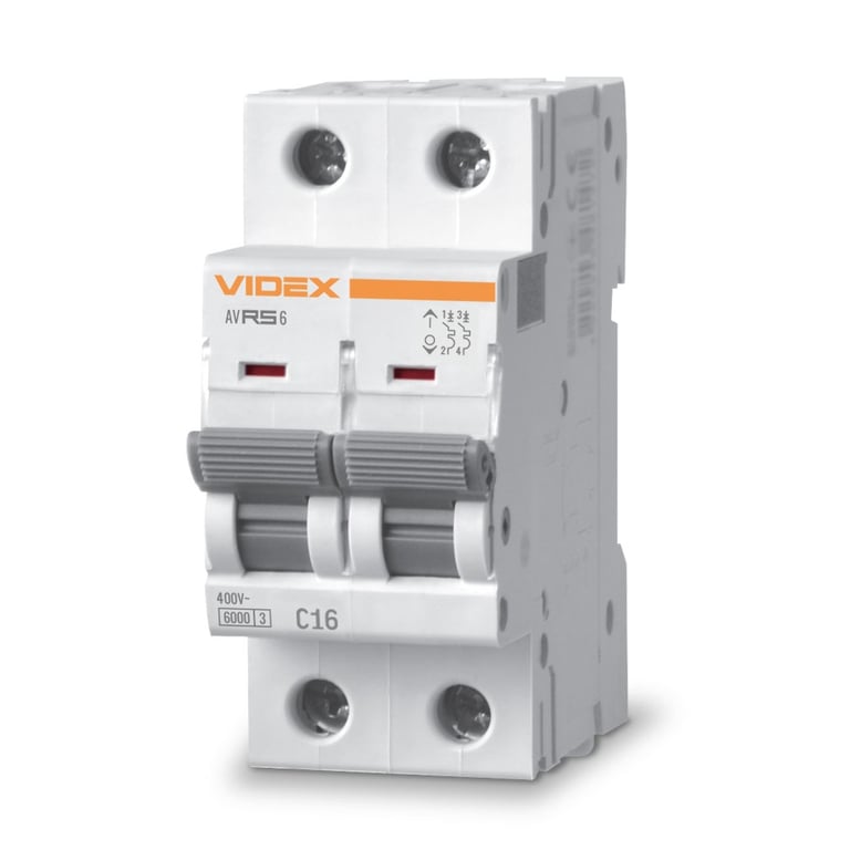 Автоматичний вимикач Videx RS6 RESIST 2п 16А 6кА С (VF-RS6-AV2C16) - фото 1