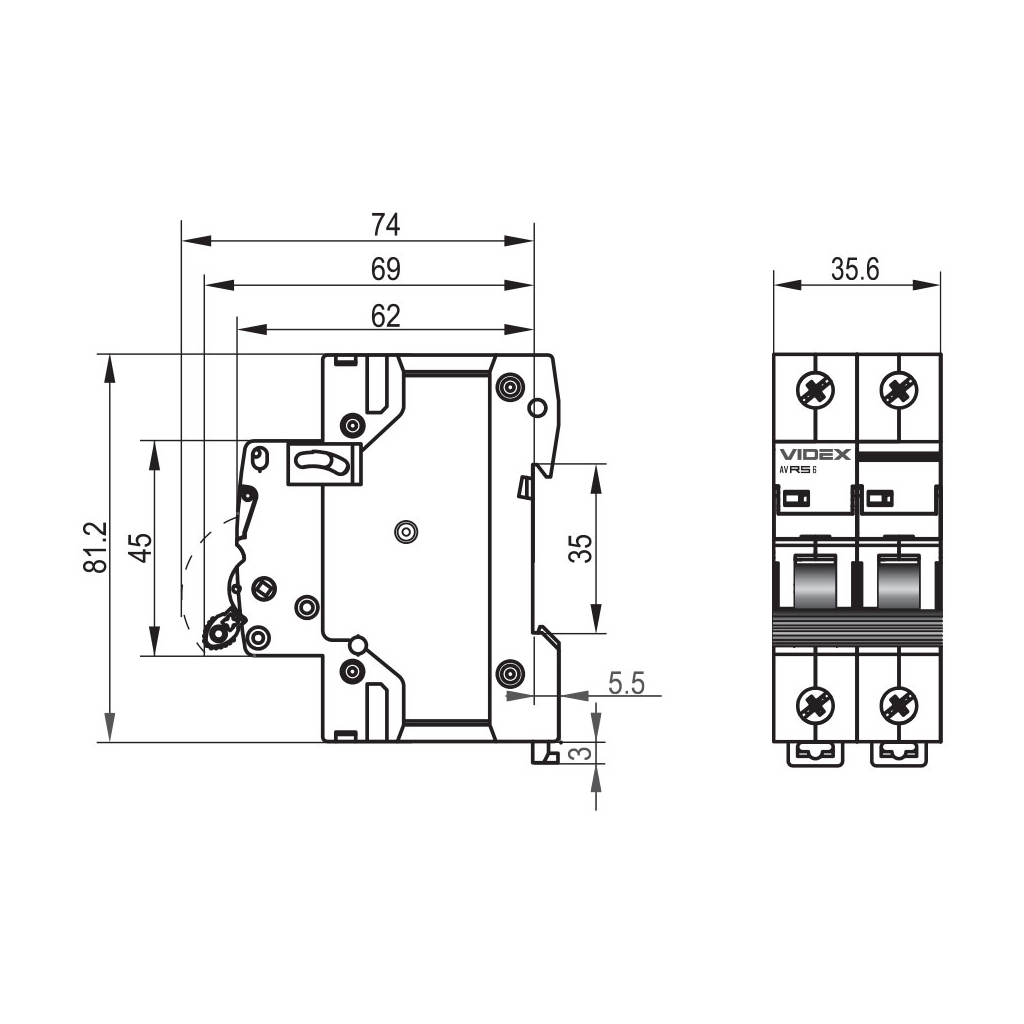 Автоматичний вимикач Videx RS6 RESIST 2п 16А 6кА С (VF-RS6-AV2C16) - фото 4 Автоматичний вимикач Videx RS6 RESIST 2п 16А 6кА С (VF-RS6-AV2C16) - фото 4