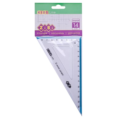 Лінійка ZiBi Kids Line Косинець 140мм, 90°/60° з блакитною смужкою, блістер (ZB.5622-14) - фото 1