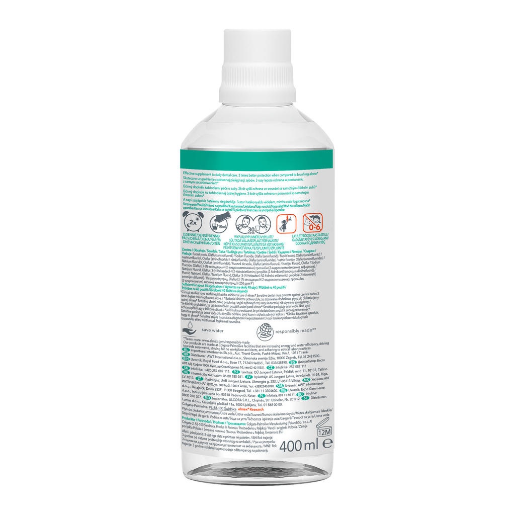 Ополіскувач для порожнини рота Elmex Sensitive Plus 400 мл (7610108065370) - фото 2 Ополіскувач для порожнини рота Elmex Sensitive Plus 400 мл (7610108065370) - фото 2
