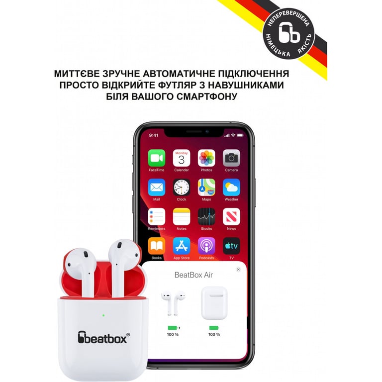 Навушники BeatBox PODS AIR 2 Wireless Charging White-Red (bbpair2wcwr) - фото 3