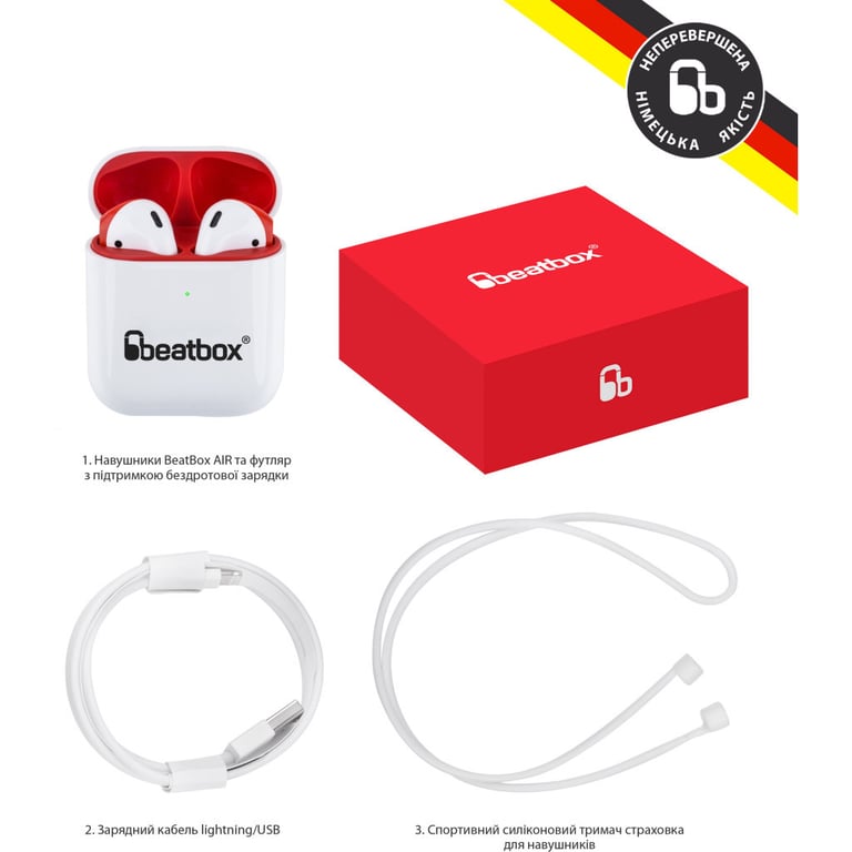 Навушники BeatBox PODS AIR 2 Wireless Charging White-Red (bbpair2wcwr) - фото 6