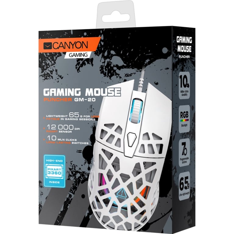 Мишка Canyon Puncher GM-20 USB White (CND-SGM20W) - фото 6