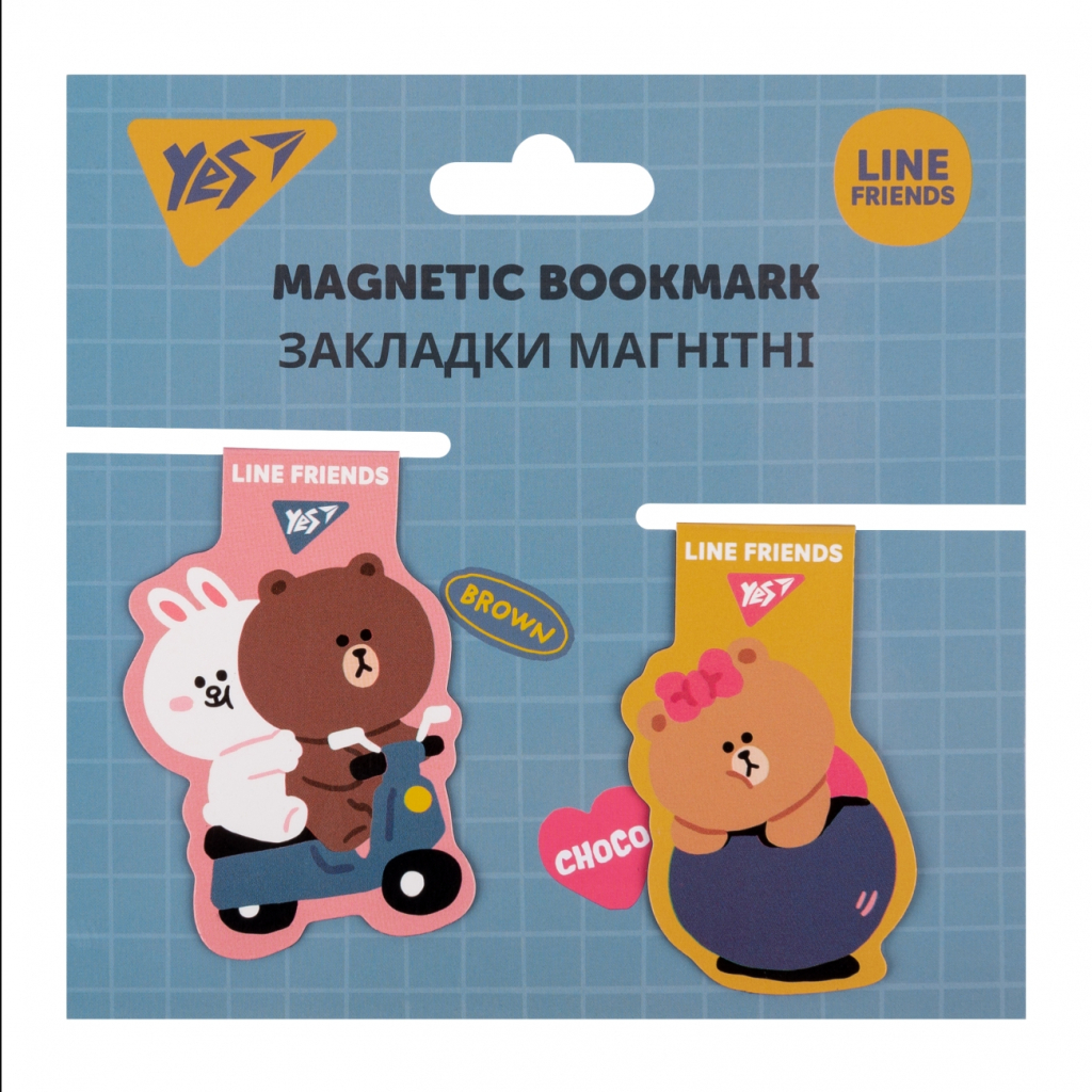 Закладки для книг Yes магнітні Line Friends, 2 шт (707825) - фото 1 Закладки для книг Yes магнітні Line Friends, 2 шт (707825) - фото 1