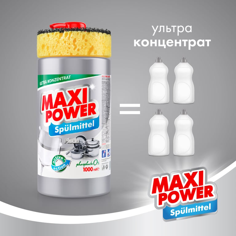 Засіб для ручного миття посуду Maxi Power Платинум 1000 мл (4823098402794) - фото 3