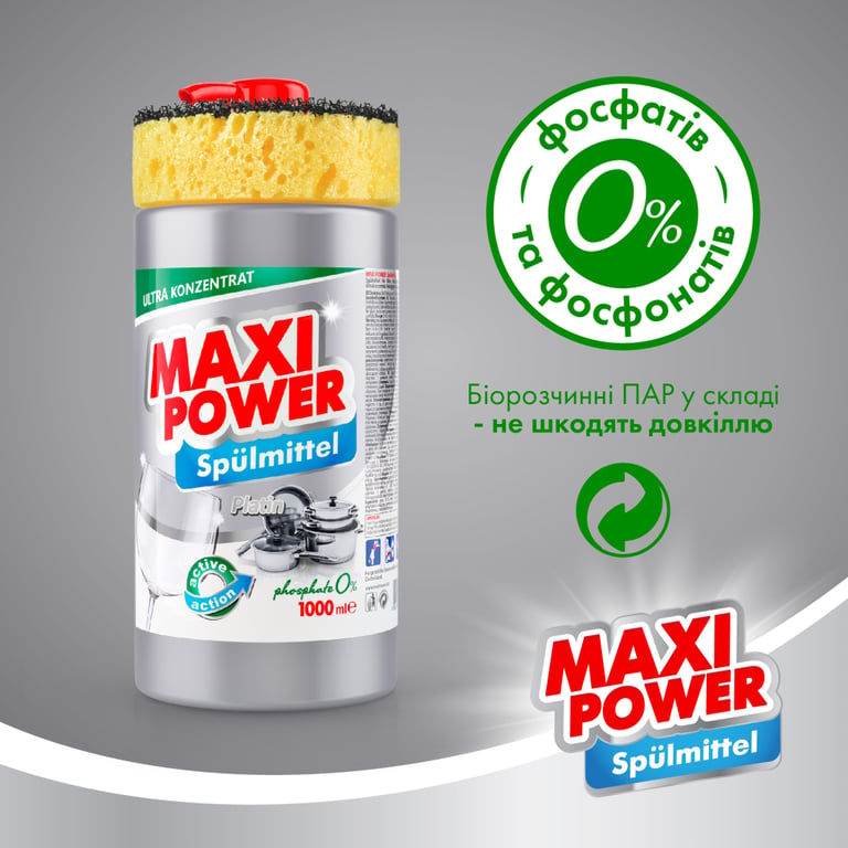 Засіб для ручного миття посуду Maxi Power Платинум 1000 мл (4823098402794) - фото 4