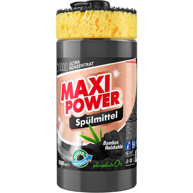 Засіб для ручного миття посуду Maxi Power Чорне вугілля 1000 мл (4823098411796) - фото 1
