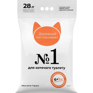 Наповнювач для туалету Super Cat №1 Деревний вбирний 6+1 кг (6974) - фото 1