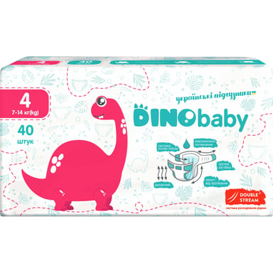 Підгузки Dino Baby Розмір 4 (7-14 кг) 40 шт (4823098410591) - фото 1