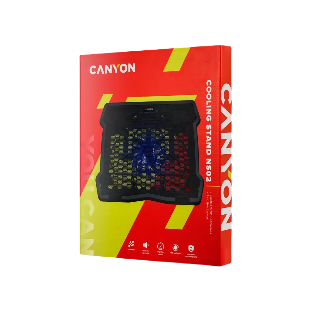 Підставка до ноутбука Canyon NS02, 10-15.6 laptop, single fan with 2x2.0 USB hub (CNE-HNS02) - фото 4 Підставка до ноутбука Canyon NS02, 10-15.6 laptop, single fan with 2x2.0 USB hub (CNE-HNS02) - фото 4