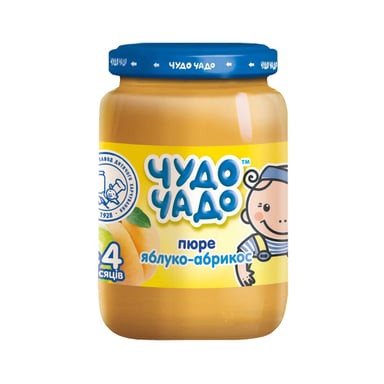 Дитяче пюре Чудо-Чадо Яблуко та Абрикос з 4 місяців 170 г (4820016251427) - фото 1