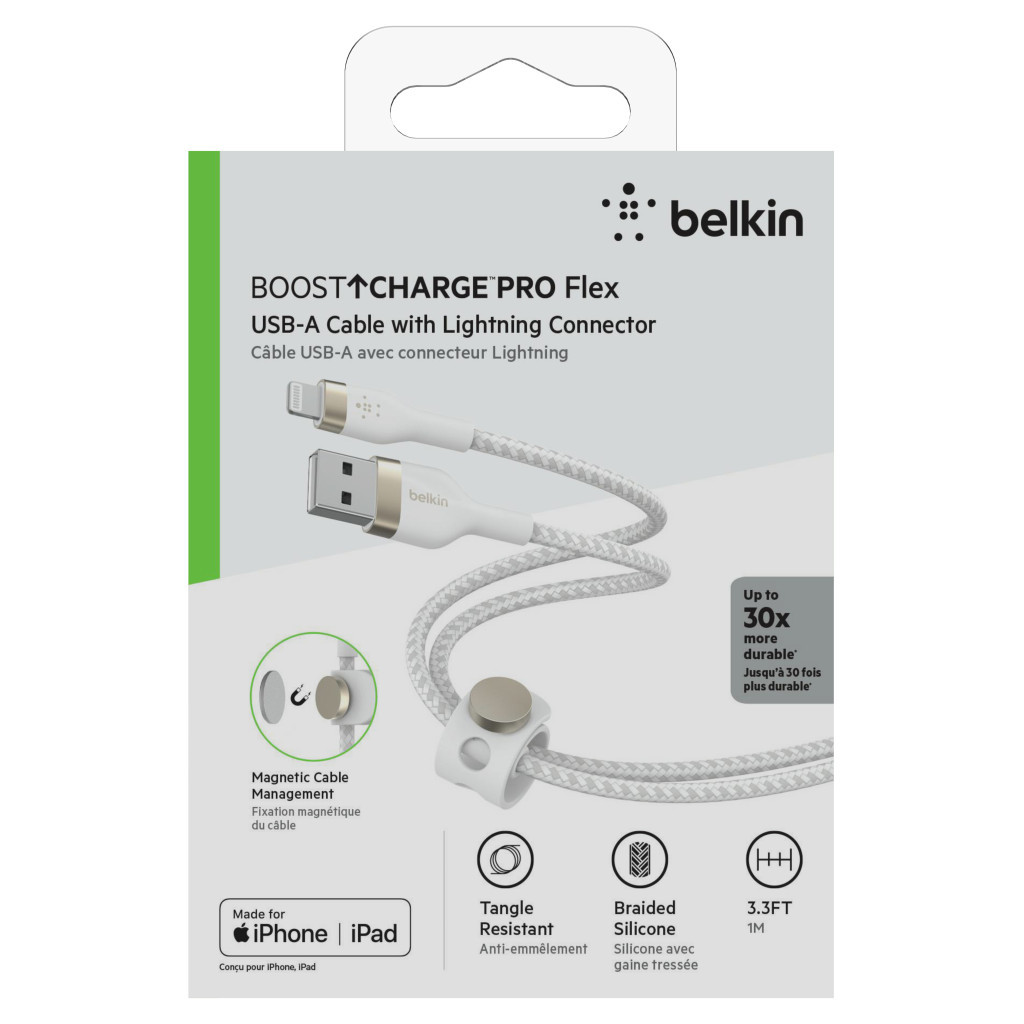 Дата кабель USB 2.0 AM to Lightning 1.0m white Belkin (CAA010BT1MWH) - фото 2 Дата кабель USB 2.0 AM to Lightning 1.0m white Belkin (CAA010BT1MWH) - фото 2