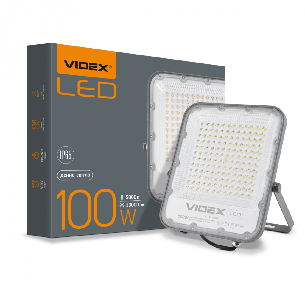 Прожектор Videx LED PREMIUM VIDEX F2 100W 5000K (VL-F2-1005G) - фото 3 Прожектор Videx LED PREMIUM VIDEX F2 100W 5000K (VL-F2-1005G) - фото 3