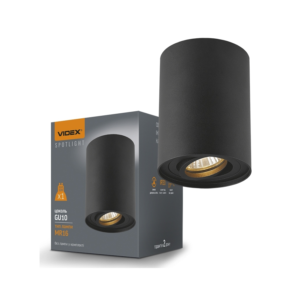Світильник точковий Videx під лампу GU10 накладний Чорний (VL-SPF13A-B) - фото 3 Світильник точковий Videx під лампу GU10 накладний Чорний (VL-SPF13A-B) - фото 3