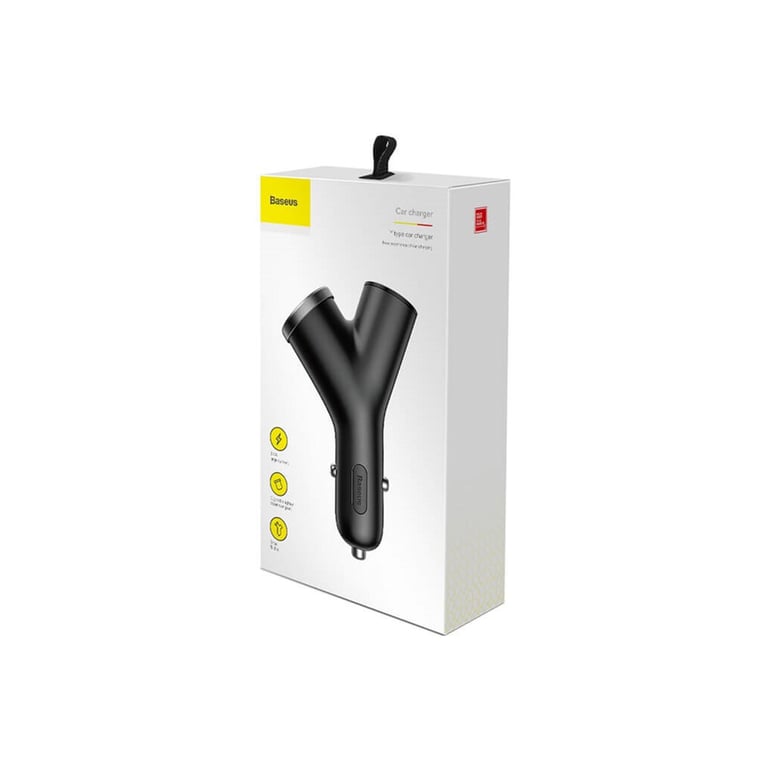Зарядний пристрій Baseus Y type dual USB-A Black (CCALL-YX01) - фото 3