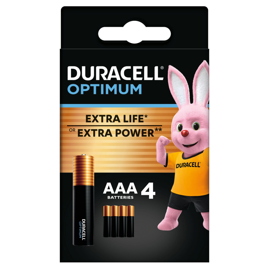 Батарейка Duracell Optimum AAA лужні 4 шт. в упаковці (5015596) - фото 1