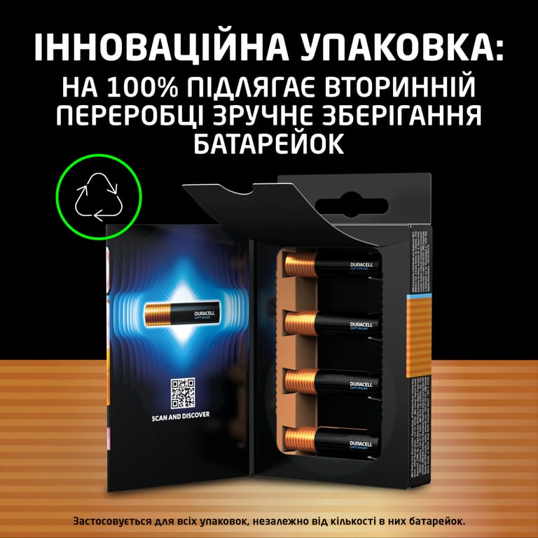 Батарейка Duracell Optimum AAA лужні 4 шт. в упаковці (5015596) - фото 4