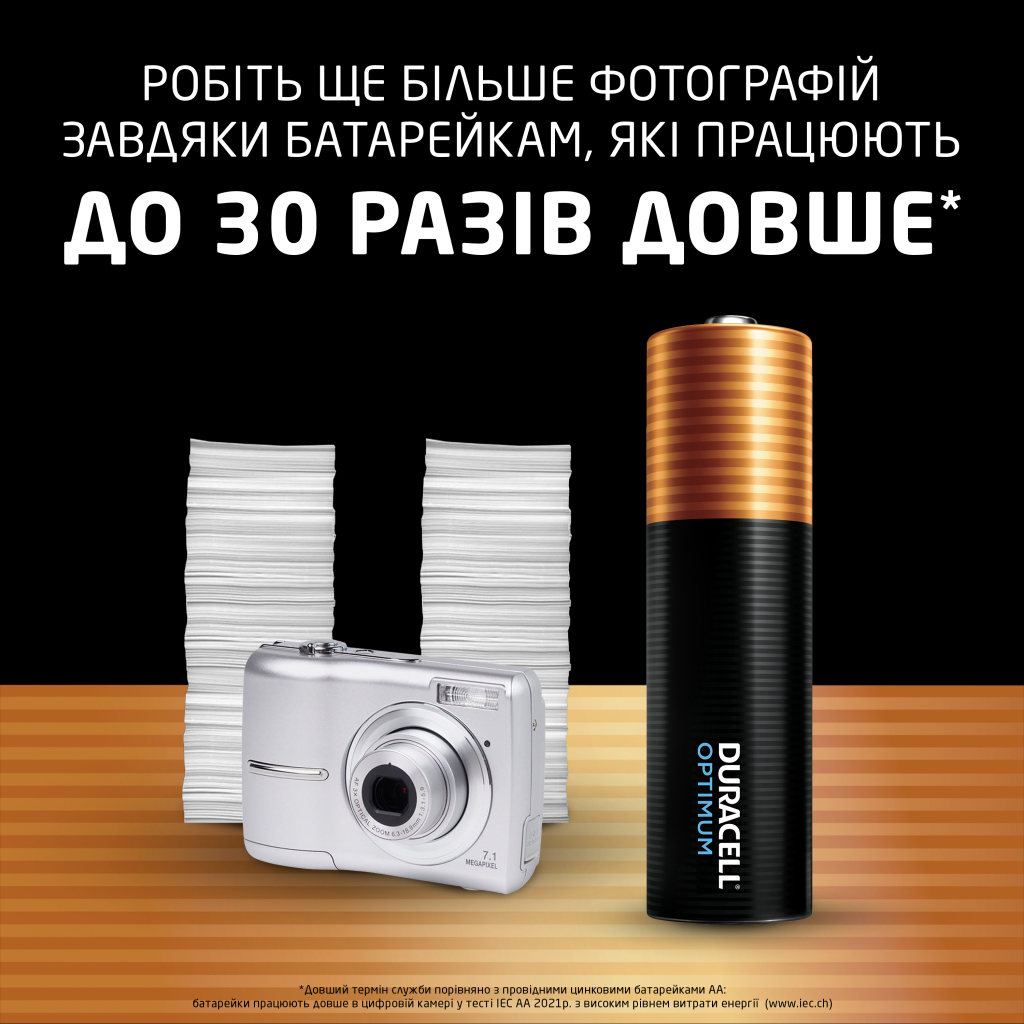 Батарейка Duracell Optimum AA лужні 4 шт. в упаковці (5015595) - фото 3 Батарейка Duracell Optimum AA лужні 4 шт. в упаковці (5015595) - фото 3