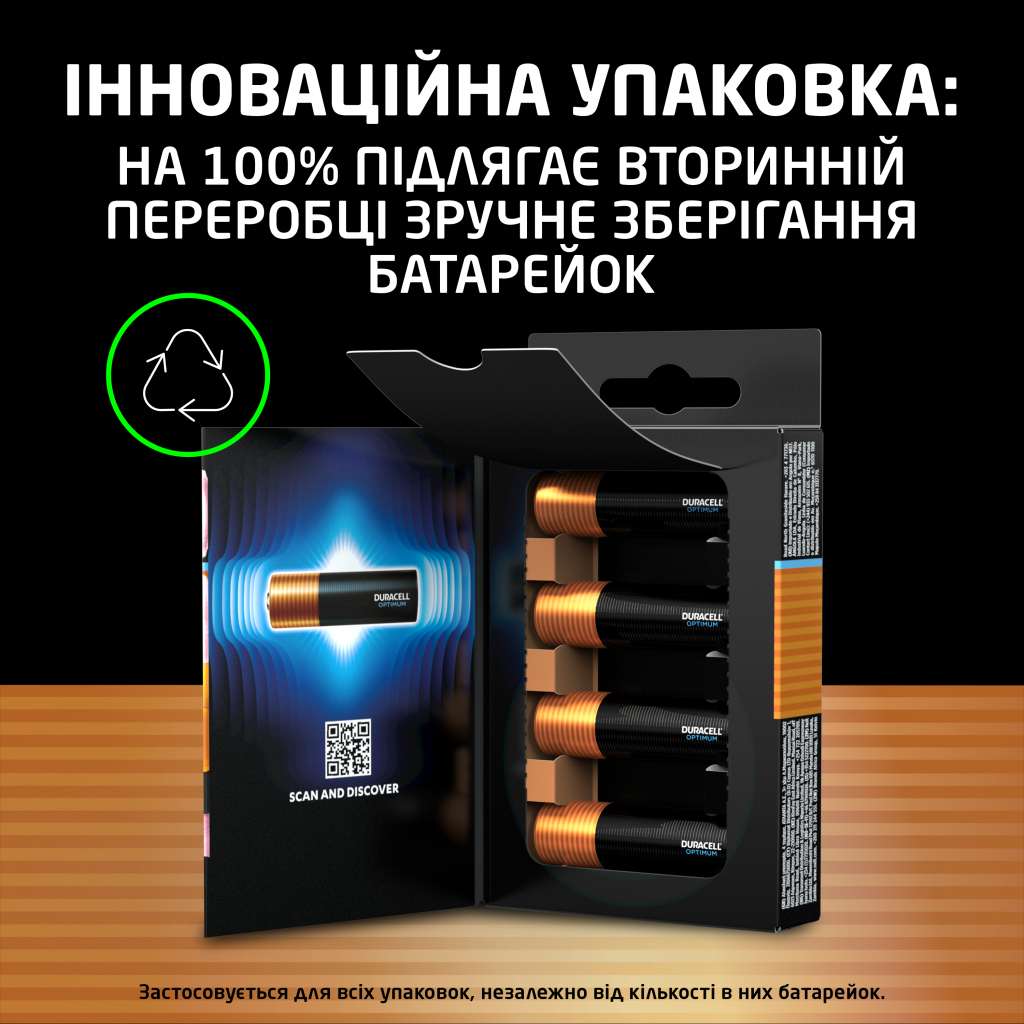 Батарейка Duracell Optimum AA лужні 4 шт. в упаковці (5015595) - фото 4 Батарейка Duracell Optimum AA лужні 4 шт. в упаковці (5015595) - фото 4