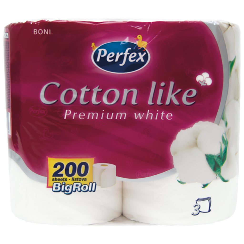 Туалетний папір Perfex Cotton Like Premium White 3 шари 4 рулони (8606102287329) - фото 1 Туалетний папір Perfex Cotton Like Premium White 3 шари 4 рулони (8606102287329) - фото 1