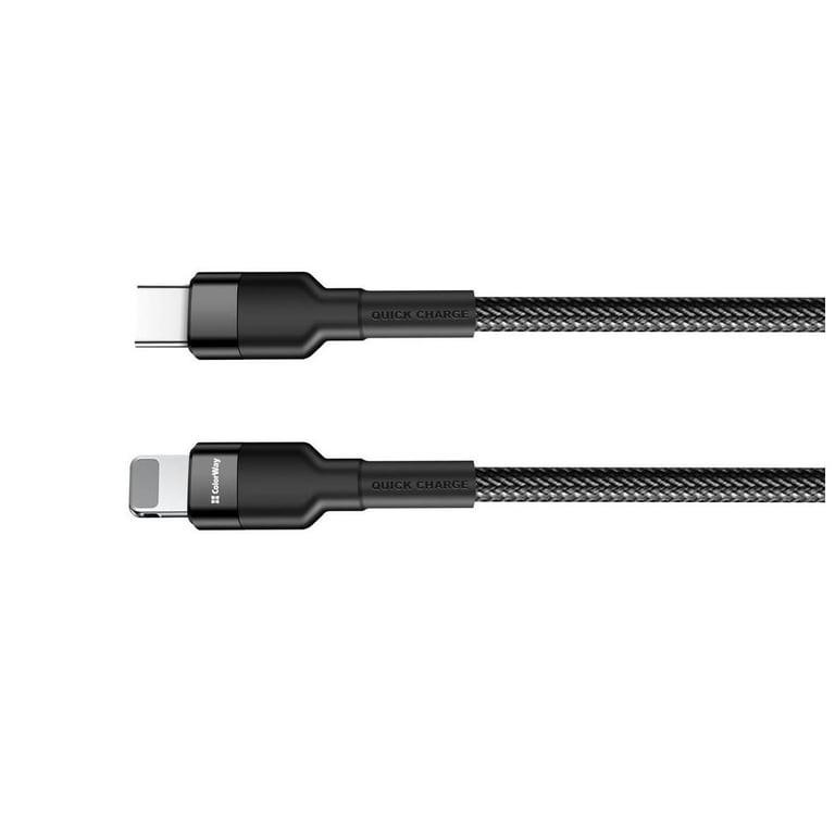 Дата кабель USB-C to Lightning 0.3m 3А black ColorWay (CW-CBPDCL054-BK) - фото 1