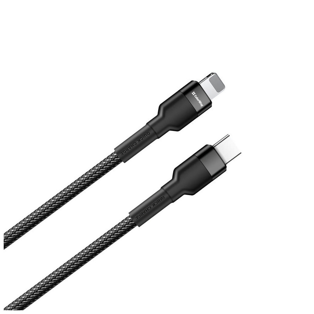 Дата кабель USB-C to Lightning 0.3m 3А black ColorWay (CW-CBPDCL054-BK) - фото 2 Дата кабель USB-C to Lightning 0.3m 3А black ColorWay (CW-CBPDCL054-BK) - фото 2