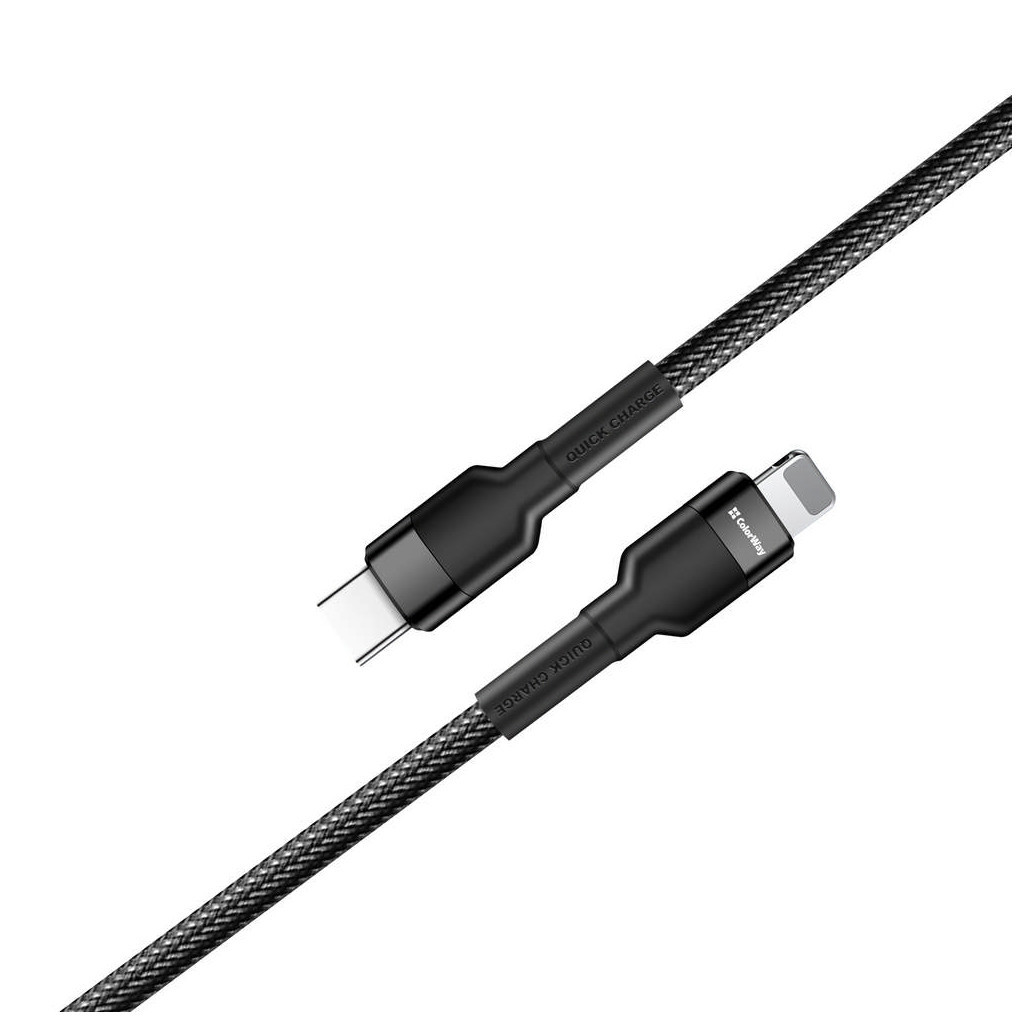 Дата кабель USB-C to Lightning 0.3m 3А black ColorWay (CW-CBPDCL054-BK) - фото 3 Дата кабель USB-C to Lightning 0.3m 3А black ColorWay (CW-CBPDCL054-BK) - фото 3