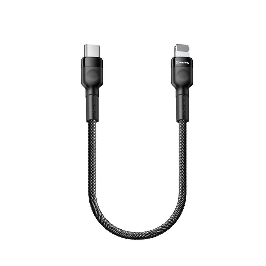 Дата кабель USB-C to Lightning 0.3m 3А black ColorWay (CW-CBPDCL054-BK) - фото 6 Дата кабель USB-C to Lightning 0.3m 3А black ColorWay (CW-CBPDCL054-BK) - фото 6