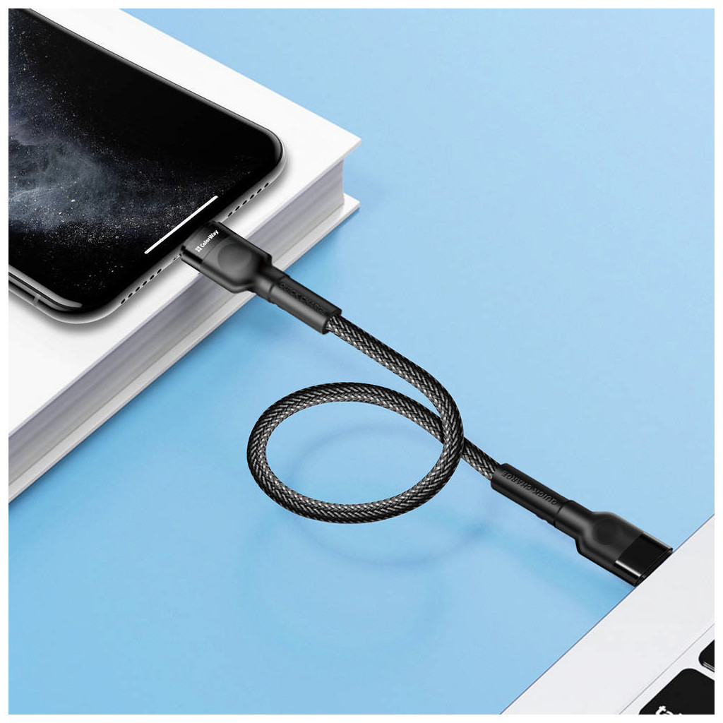 Дата кабель USB-C to Lightning 0.3m 3А black ColorWay (CW-CBPDCL054-BK) - фото 8 Дата кабель USB-C to Lightning 0.3m 3А black ColorWay (CW-CBPDCL054-BK) - фото 8
