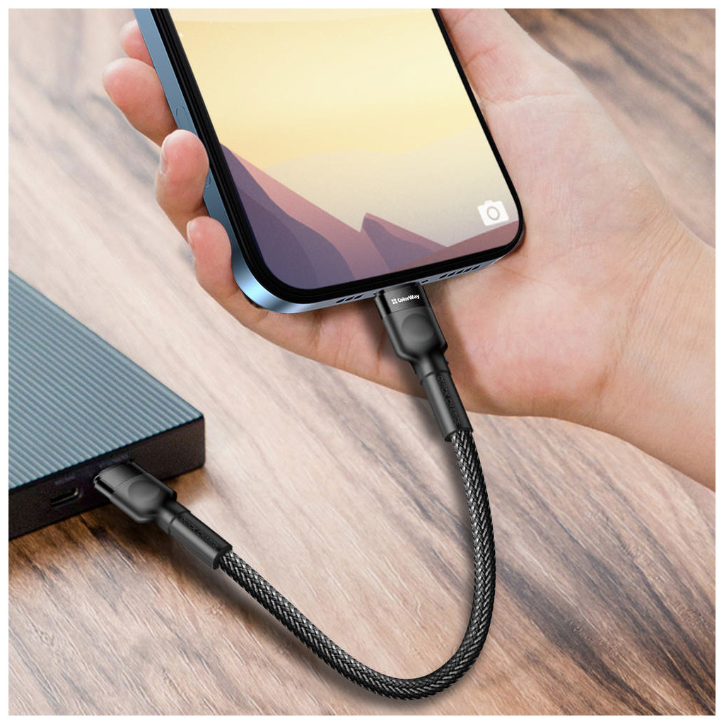 Дата кабель USB-C to Lightning 0.3m 3А black ColorWay (CW-CBPDCL054-BK) - фото 9 Дата кабель USB-C to Lightning 0.3m 3А black ColorWay (CW-CBPDCL054-BK) - фото 9