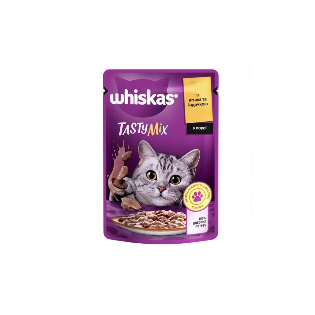 Вологий корм для кішок Whiskas TastyMix Ягня, Індичка 85 г (4770608262440) - фото 1