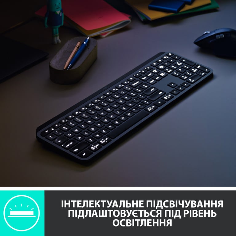 Клавіатура Logitech MX Keys Advanced for Business Wireless Illuminated UA Graphite (920-010251) - фото 10