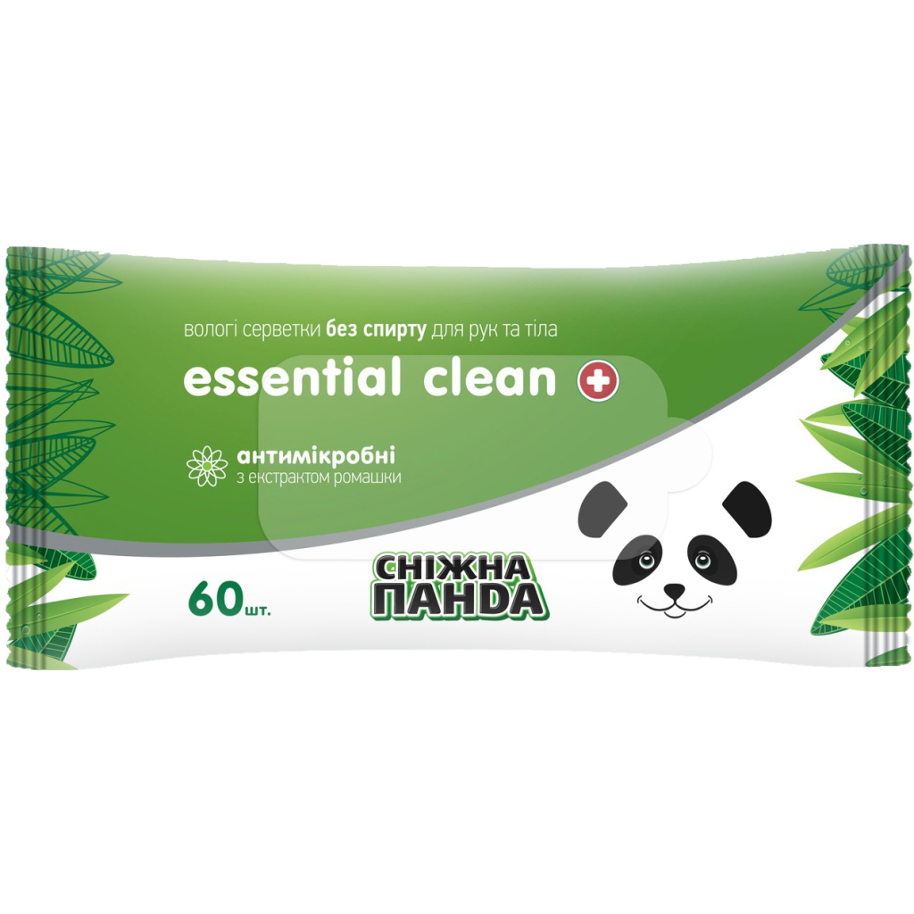 Вологі серветки Сніжна Панда Essential Clean Ромашка 60 шт. (4820183970558) Вологі серветки Сніжна Панда Essential Clean Ромашка 60 шт. (4820183970558)