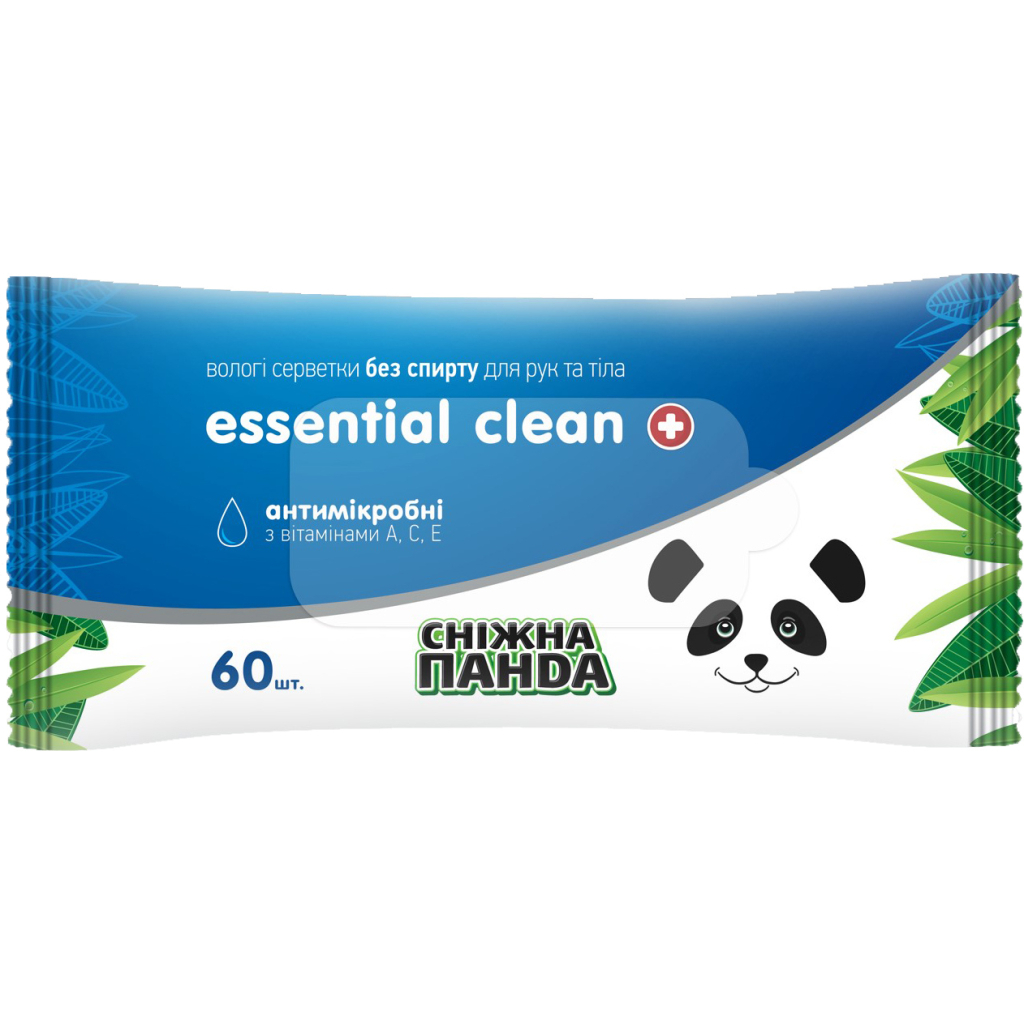 Вологі серветки Сніжна Панда Essential Clean Вітаміни 60 шт. (4820183970527) Вологі серветки Сніжна Панда Essential Clean Вітаміни 60 шт. (4820183970527)