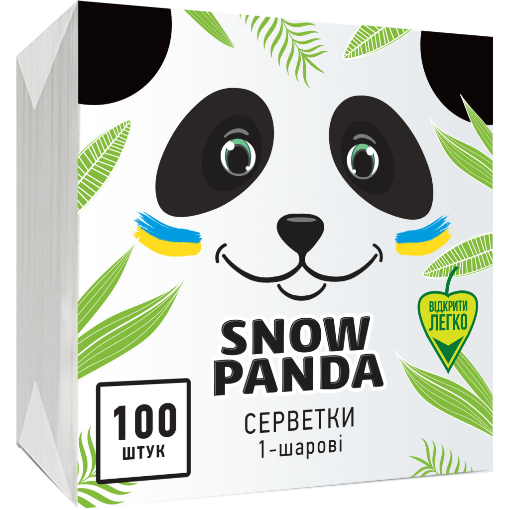 Серветки столові Сніжна Панда одношарові білі 24x24 см 100 шт. (4823019007879) - фото 1